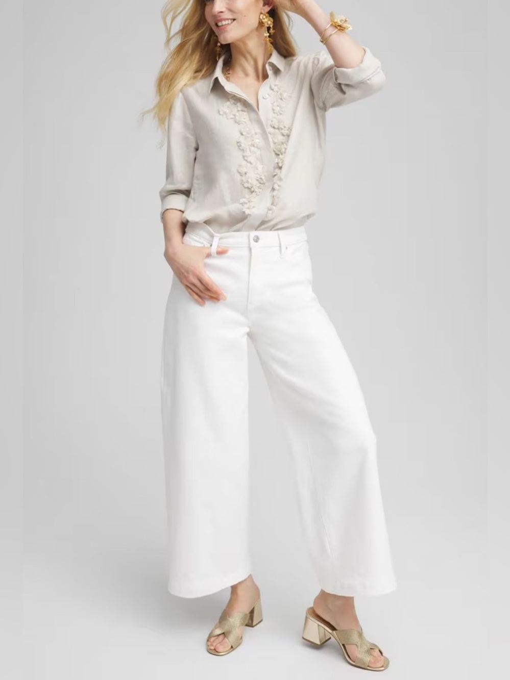 Women’s High Rise Sailor Wide Leg Jeans Jean Universal Thread White Size 6